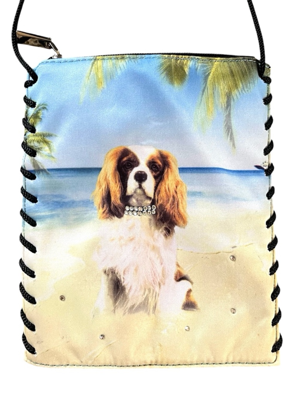 Cavalier King Charles Spaniel Dog Crossbody Shoulder Bag Blenheim Beach Tropical